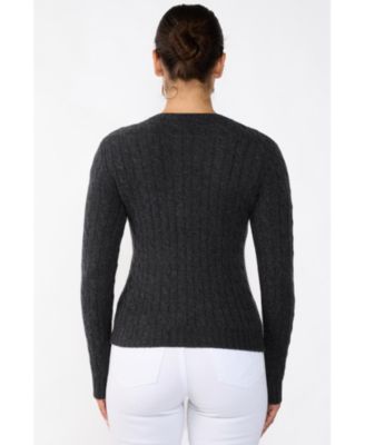 Women's 100% Cashmere Crewneck Sweater | Chuncky Cashmere Cable-knit Sweaters