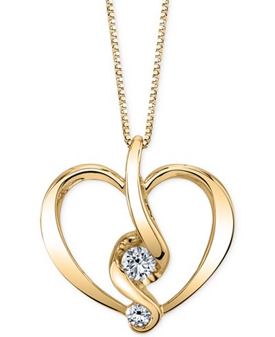 Proud Mom Diamond Heart Pendant Necklace (1/5 ct. t.w.) in 14k Gold or White Gold