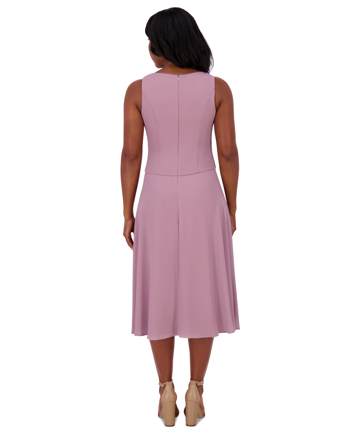 Jessica Howard Petite Lace Jacket & Chiffon Midi Dress Set In Violet