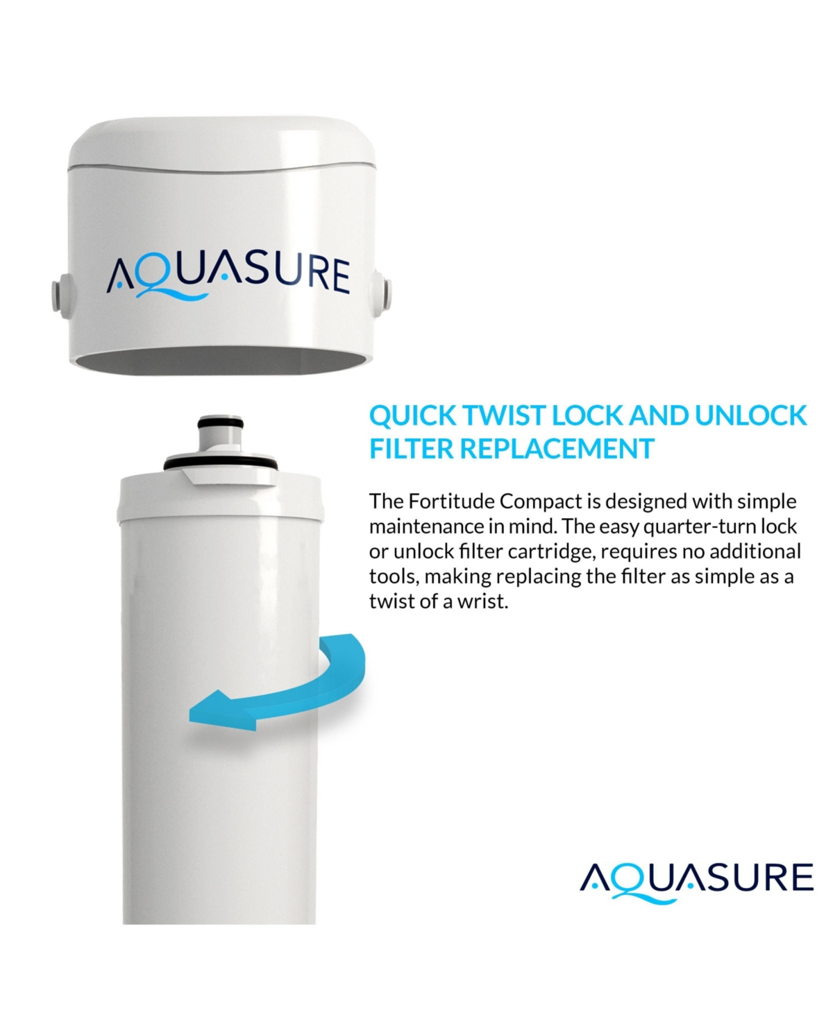 Aquasure Fortitude Compact Multi-Purpose Under Sink Water Filter System with Anti-Rust Media Replacement Filter