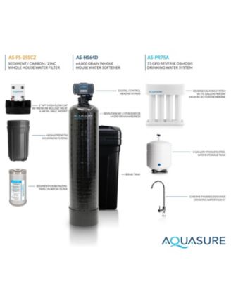 72,000 Grains Whole House Water Filtration Bundle with 75 GPD RO System, for 4-6 bathrooms 