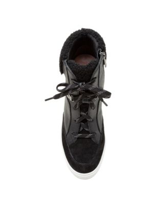 ARDEN Faux Shearling Trimmed Wedge Sneakers