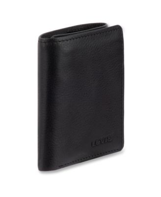Men's RFID Genuine Leather Trifold Wallet with Hidden Zipper Pocket