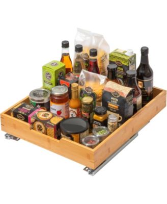 17"x20" Bamboo and Metal Pull-Out Basket Cabinet Organizer
