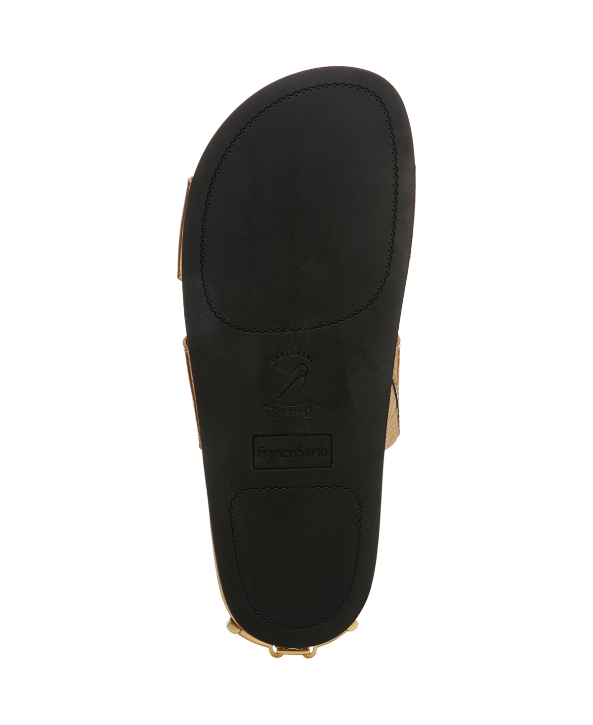 Shop Franco Sarto Women's Britt Open Toe Slide Sandals In Gold Faux Leather