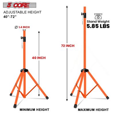 Speaker Stand Tripod Heavy Duty Adjustable Up to 72 Inch DJ Studio Monitor Stands Pole Mount - ORANGE - 2 PCS