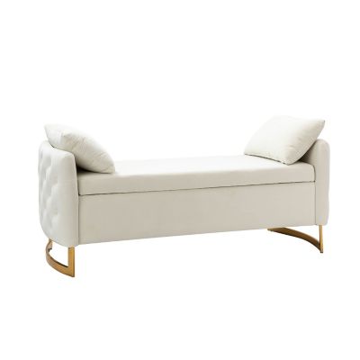 Christoph Upholstered Flip Top Storage Bench with Metal Legs