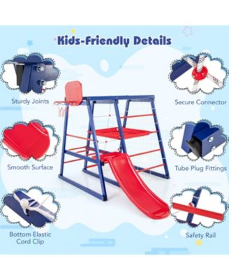 7-in-1 Metal Climbing Playset for Toddlers with Slide and Basketball Hoop