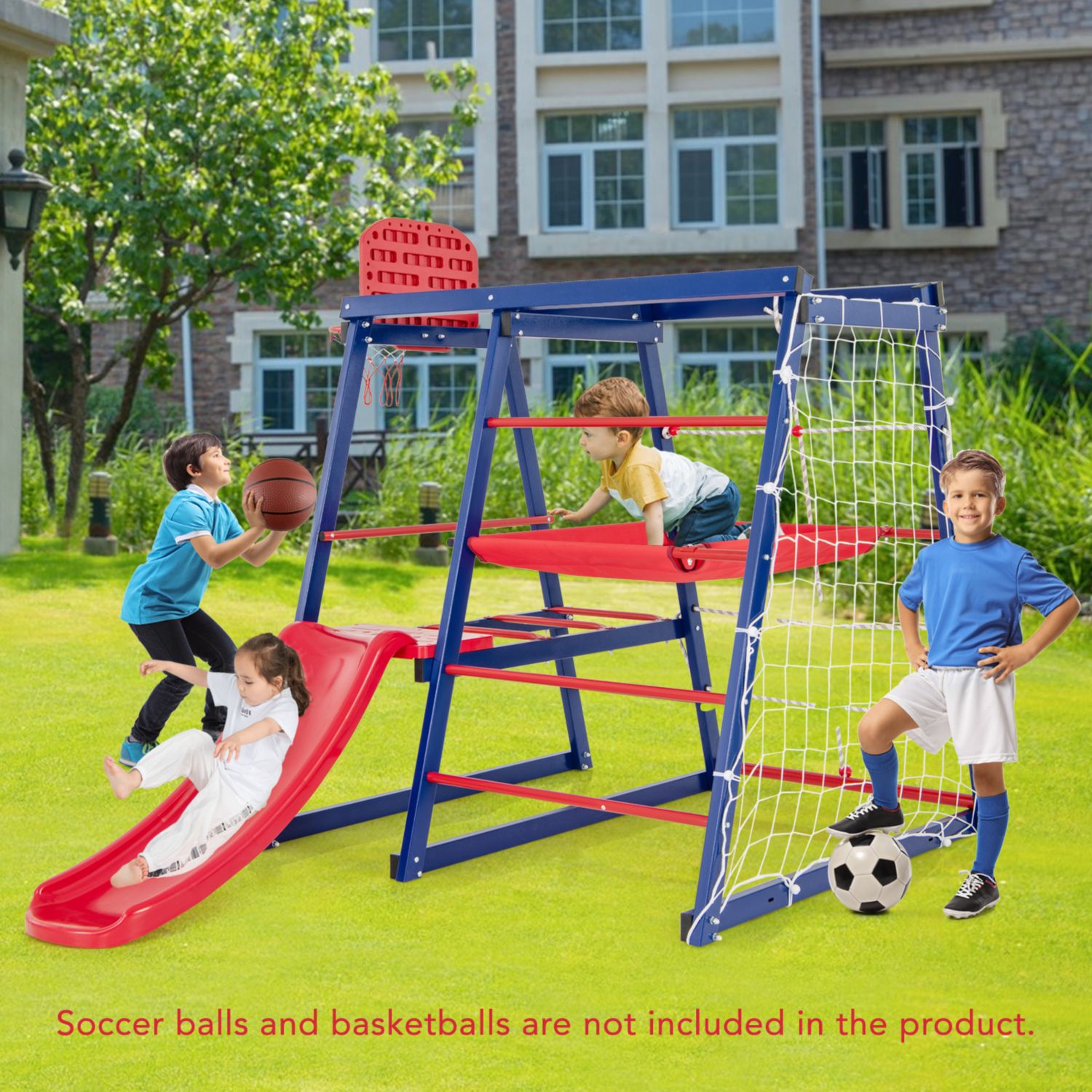 Ages 3+ 7-in-1 Metal Climbing Playset
