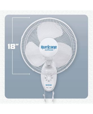 Supreme 18 Inch 90 Degree Oscillating 3 Speed Wall Mounted Fan, White