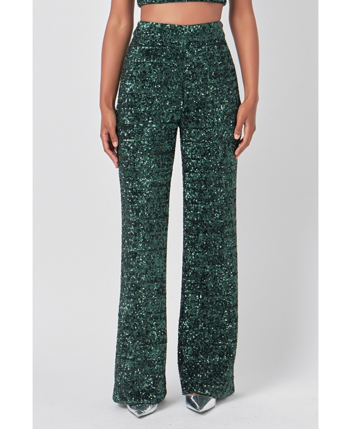 endless rose Women's Sequins Wide Leg Pants