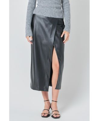Women's Leather Midi Skirt