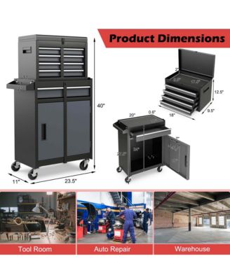 5-Drawer Rolling Tool Chest Cabinet Metal Tool Storage Box Lockable with Wheels