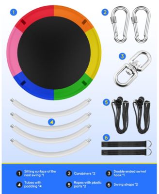 43" Saucer Tree Swing for Kids Adult, Waterproof Flying Saucer Swing with Adjustable Hanging Straps, Swing Seats for Backyard Outdoor Indoor Playground