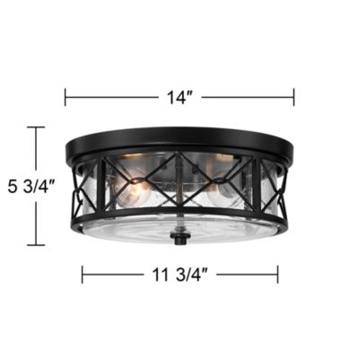 Quincy Industrial Seeded Glass 2-Light Flush-Mount Ceiling Fixture