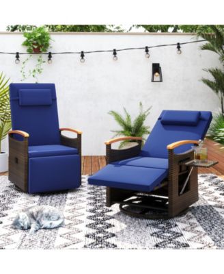 Patio Rattan 360° Swivel Recliner Chair with Adjustable Backrest and Footrest
