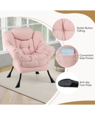 Modern Accent Chair with Folding Footrest and Head Pillow