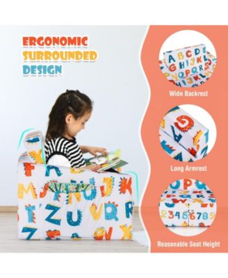 2-in-1 Convertible Kids Sofa with Velvet Fabric