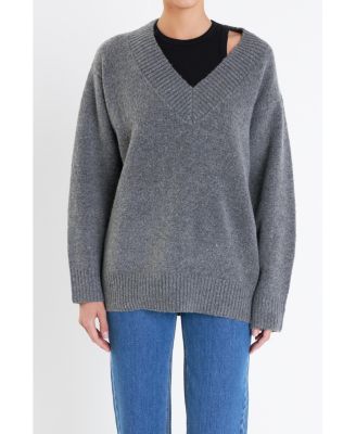 Women's V Neckline Oversized Sweater