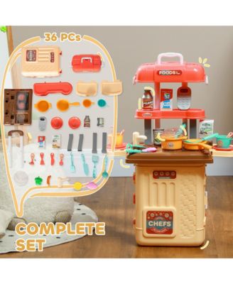 3 in 1 Play Kitchen Set, Foldable Pretend Play Toys for 3-6 Years Old