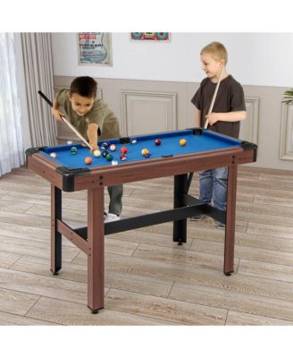 48" Pool Table for Kids & Adults with Full Set of Balls 2 Cue Sticks 2 Chalks