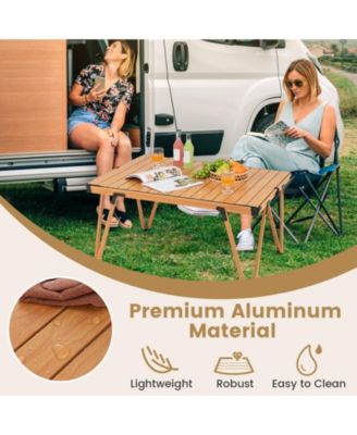 Folding Camping Table Picnic Table with Storage Bag and Waterproof Desktop