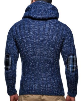 Men's Knitted Hooded Sweater - Stylish Cable Knit Pullover with Button Detail, Warm and Comfortable for Fall & Winter