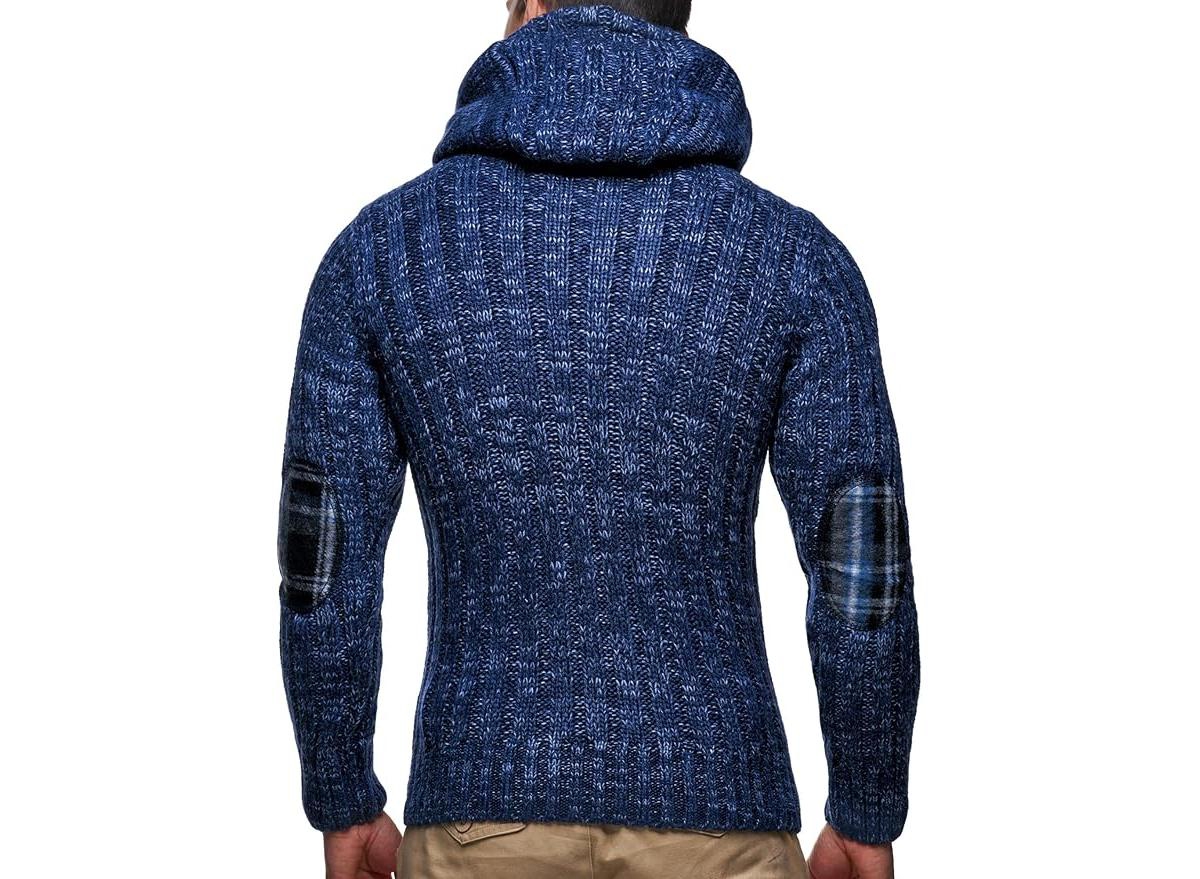 Leif Nelson Men's Knitted Hooded Sweater - Stylish Cable Knit Pullover with Button Detail, Warm and Comfortable for Fall & Winter