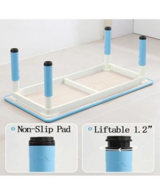 Kids Table and Chairs Set, Toddler Height Adjustable Desk with Graffiti Desktop, Arts & Crafts Table With 6 Seats, Non-Slip Legs, Max 300lbs