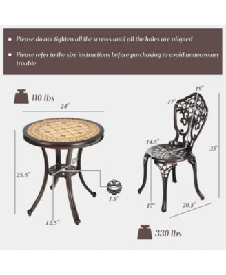 3-Piece All-Weather Cast Aluminum Patio Bistro Set