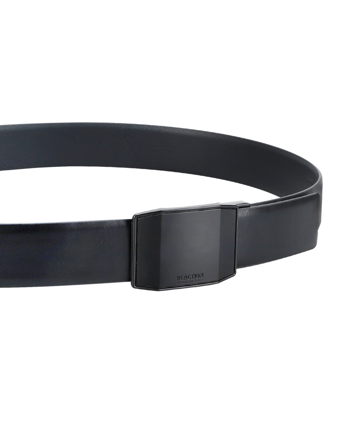 Kenneth Cole Reaction Men's Exact System Track Lock MattePlaque Buckle Belt - Black