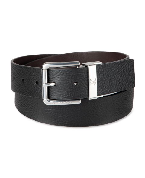 Мужской ремень Calvin Klein 38MM Pebble Grain Reversible Jean Belt, цвет: Чёрный / Коричневый