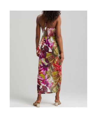 Women's RAINFOREST Maxi Halter Dress with Brass Ring