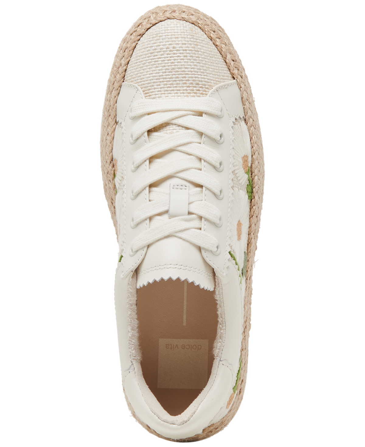 Dolce Vita Women's Azalia Floral Crochet Espadrille Lace-up Sneakers In White Floral Raffia