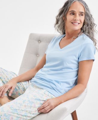 Charter Club - Women's Solid V-Neck Short-Sleeve Sleepwear Top