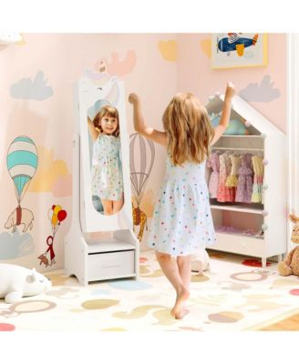 Kids Vanity Set Princess Makeup Dressing Table & Chair Set with Kids Jewelry Armoire