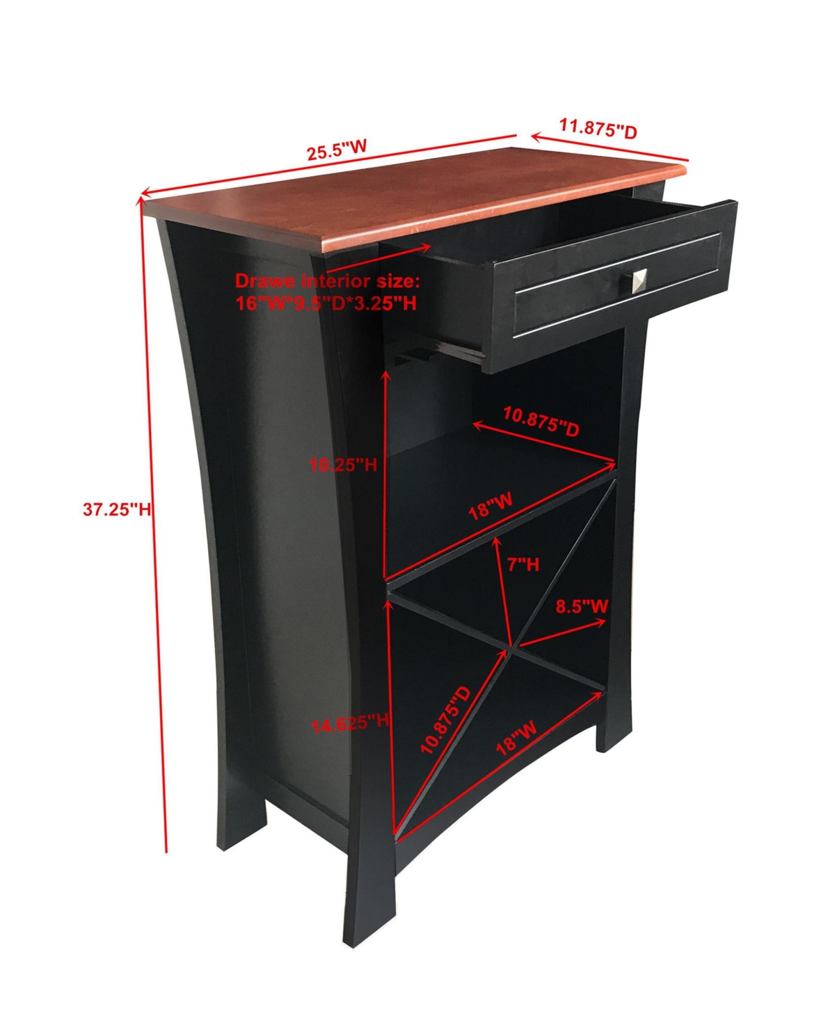 Kings Brand Furniture Kings Brand Hiland Bar Cabinet Wine Storage With Glass Holders & Drawer