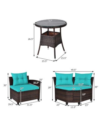 4 Pieces Outdoor Cushioned Rattan Furniture Set