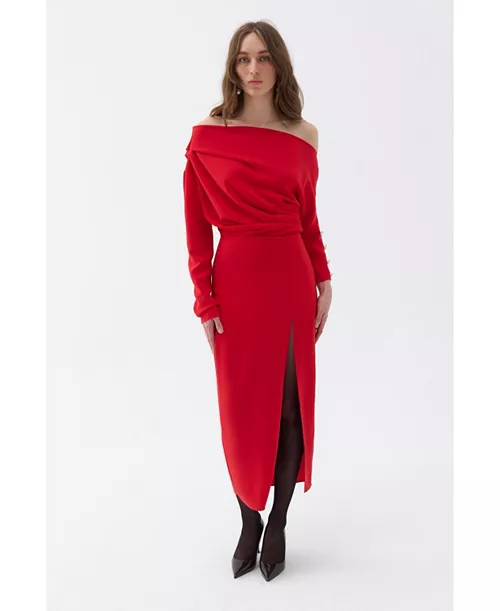 women's draped maxi dress
