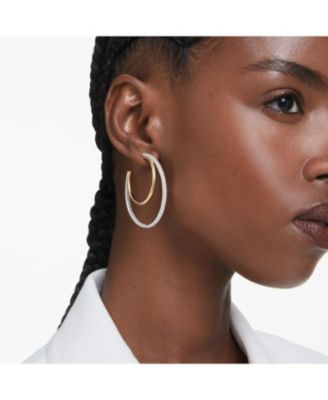 Round Cut Mixed Metal Finish Hyperbola Hoop Earrings