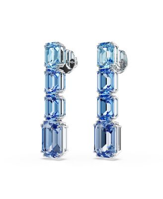 Octagon Cut Rhodium Plated Millenia Drop Earrings