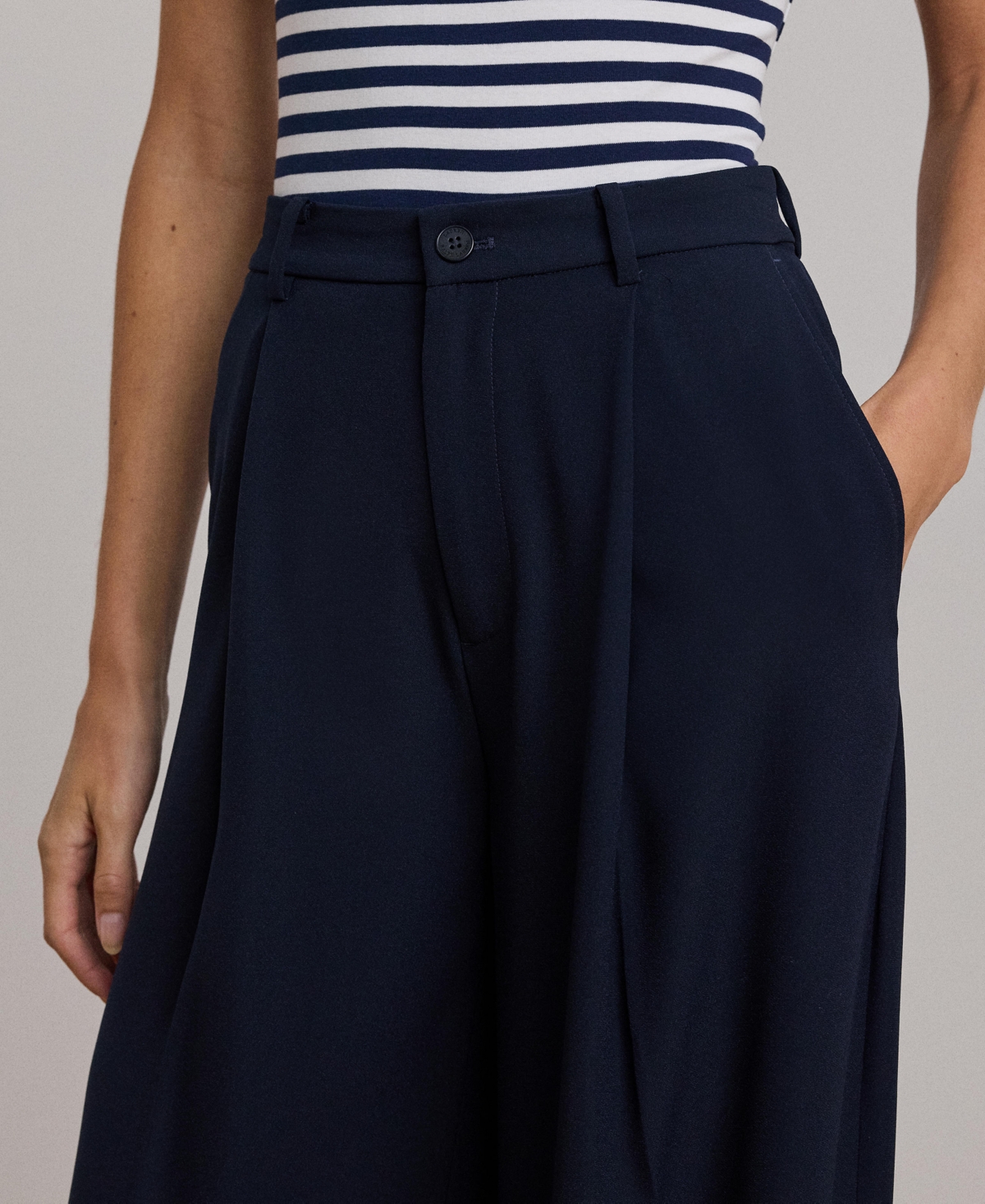 Ralph Lauren Women's Double-faced Georgette Wide-leg Pants In Lauren Navy
