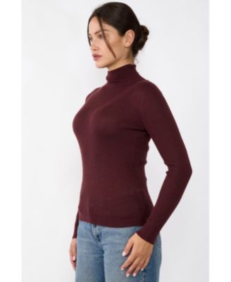 Women's Tissue Weight Cashmere Silk Rib-knit Turtleneck Sweater