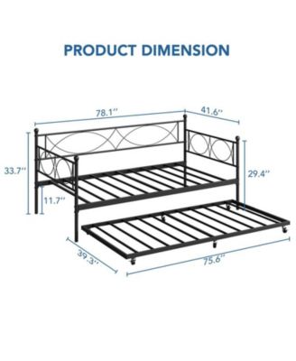 Twin Daybed with Trundle, Day Bed with Trundle Bed Twin, Twin Size Mattress Foundation with Steel Slat Support for Kids Teens Adults Living Room