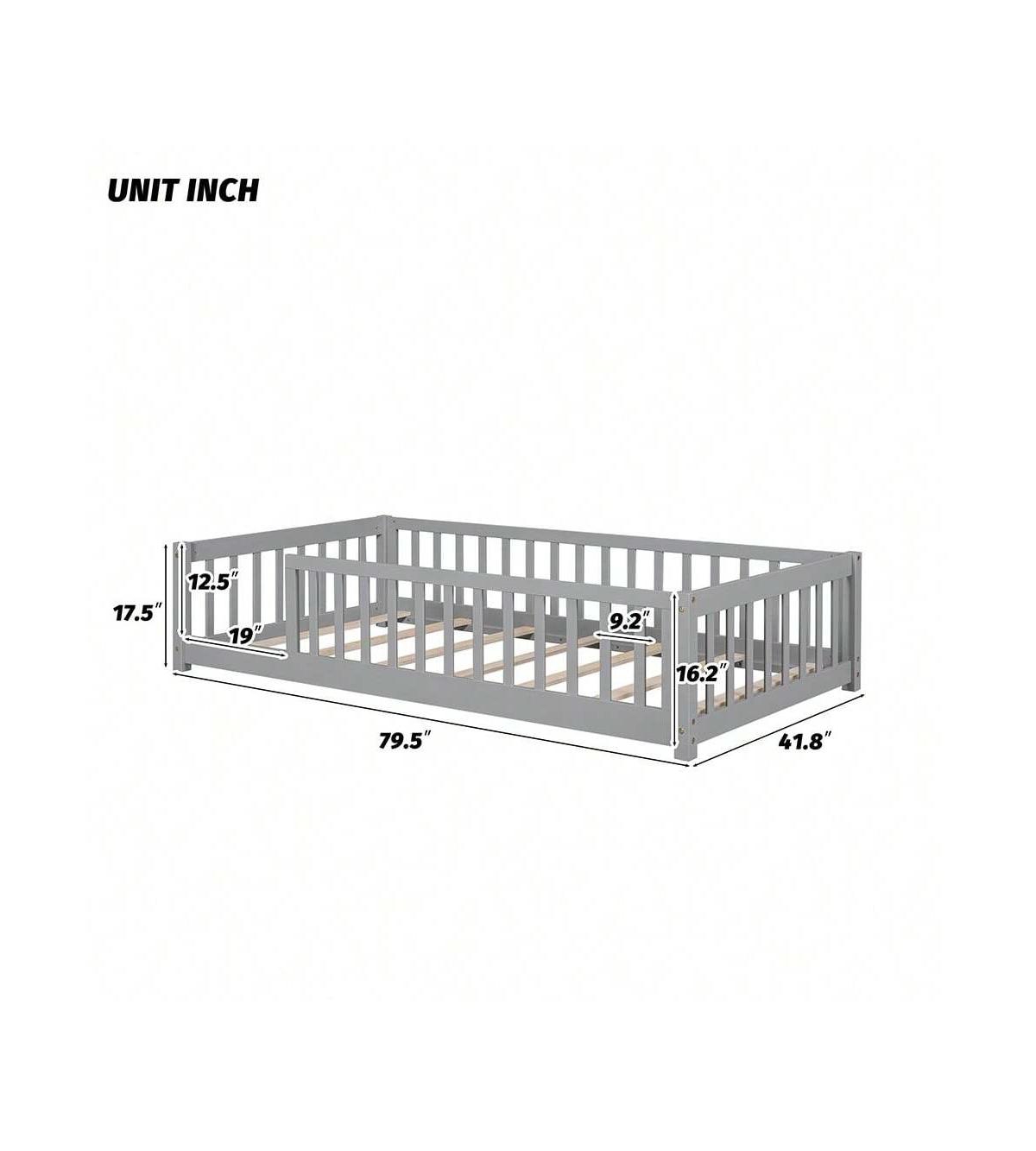 gaomon Children Floor Bed Floor Bed Solid Wood Floor Bed Frame With Sturdy Slats And Safety Fence For Girls Boys Teens