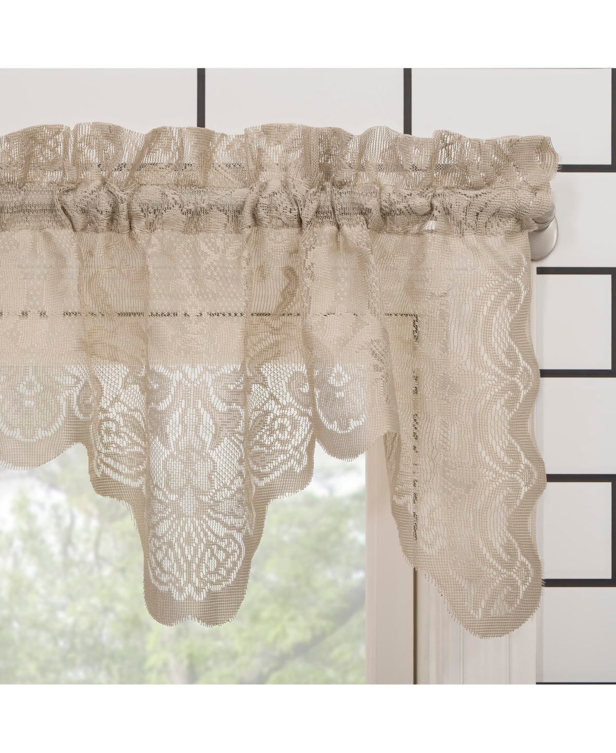No. 918 Alison Floral Lace Sheer Rod Pocket Kitchen Curtain Valance
