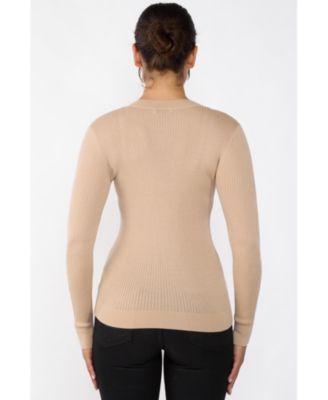 Women's Tissue Weight Cashmere Silk Rib-knit Crewneck Sweater