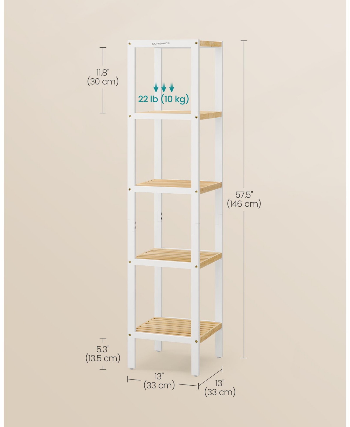 Slickblue 5-Tier Bathroom Shelf and Standing Kitchen Rack for Storage and Organization