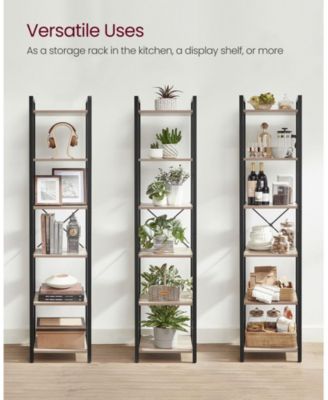 Narrow 5-Tier Bookshelf, Small Multi-Tier Bookcase for Living Room & Bedroom