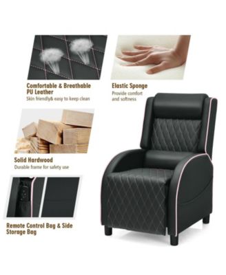 Massage Gaming Recliner Chair with Headrest and Adjustable Backrest for Home Theater